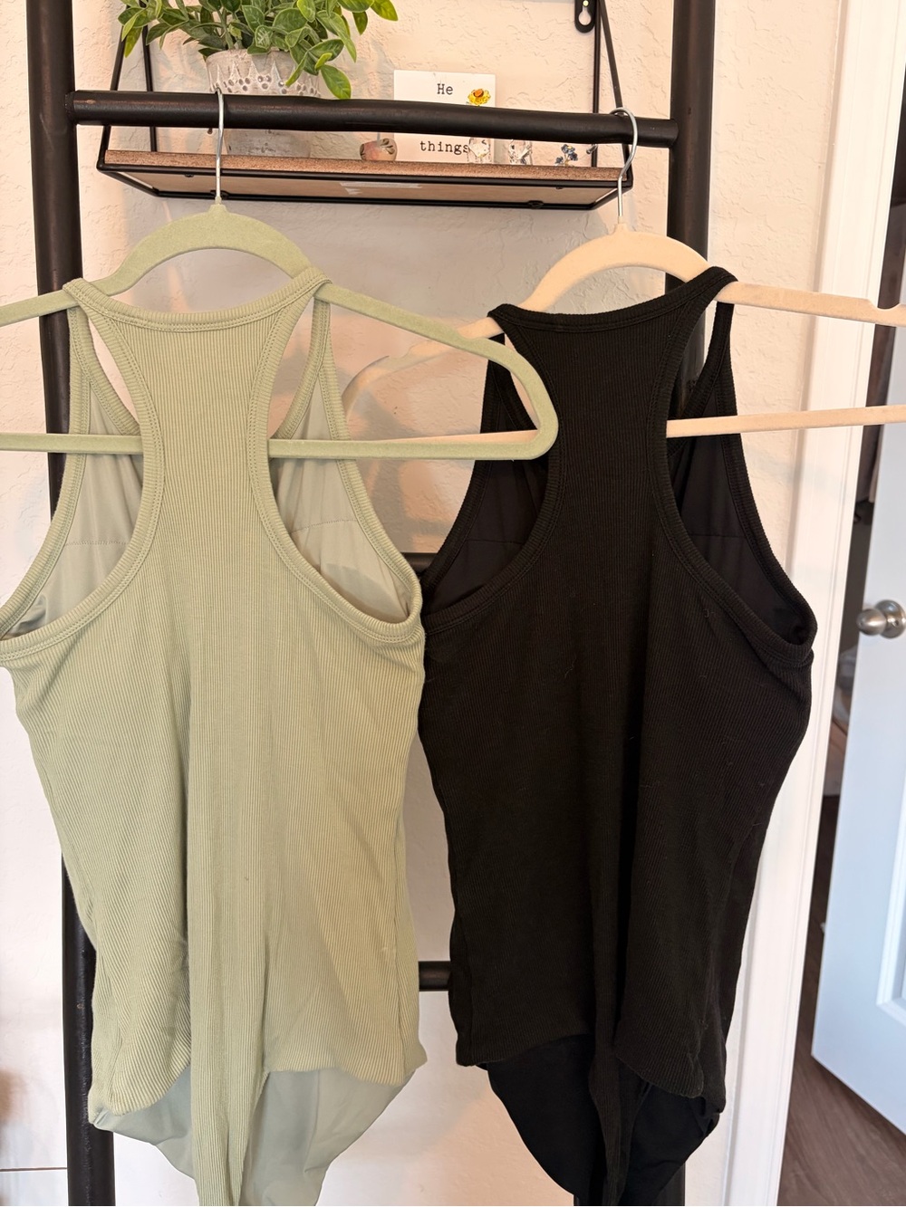 Klassy Network Black and Beige Ribbed Tank Bodysuits - 2 Pack BUILT IN BRA - Picture 3 of 3